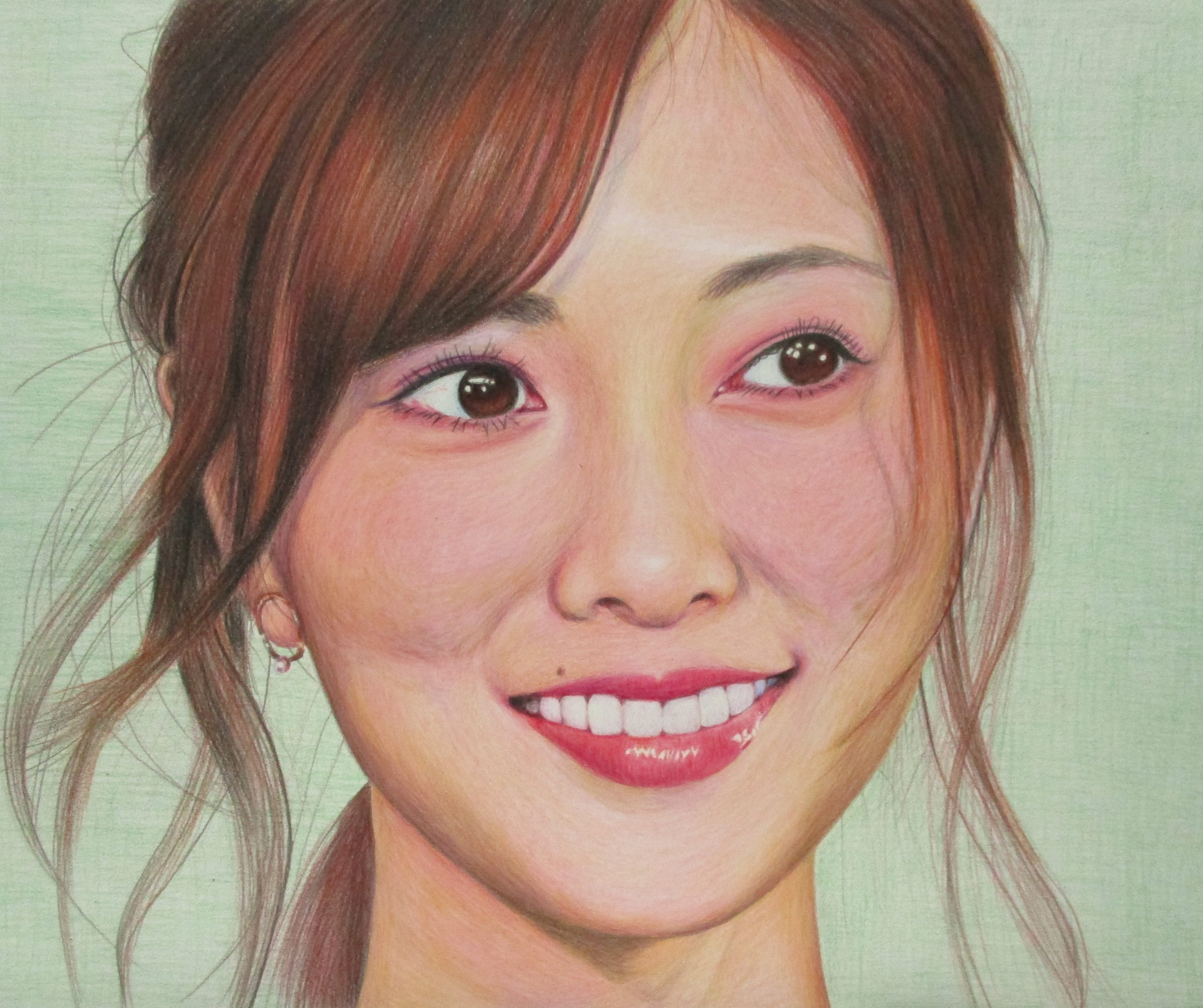 ハチロー ほほに違和感を感じて 恐る恐るほうれい線を描いてみました 白石麻衣 美人画 人物画 似顔絵 色鉛筆画 T Co 9wjctcva1s Twitter
