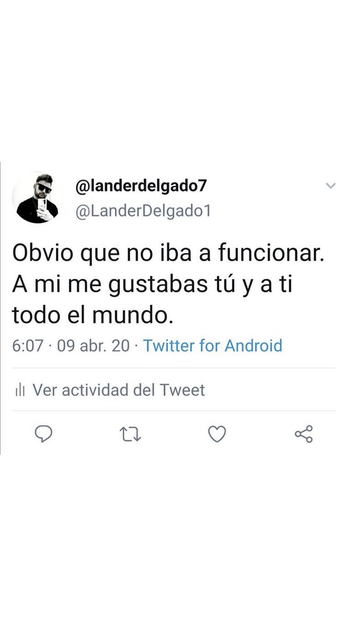 JaimeGarci17's tweet photo. Obvio que no iva a funcionar.
A mi me gustabas tú y a ti todo el mundo. https://t.co/e9F34nst78