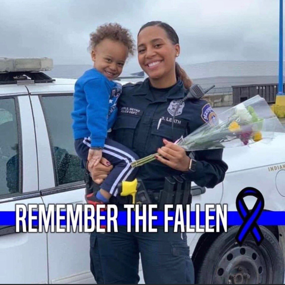 Fletch4Senate36's tweet photo. IMPD Officer Leath gave the ultimate sacrifice to keep us safe. May God be with your family and the IMPD family in this time. You are a true American hero. https://t.co/Is6oS1Yy7a
