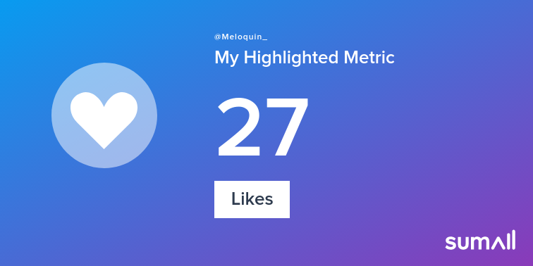 Meloquin_'s tweet photo. My week on Twitter 🎉: 6 Mentions, 27 Likes, 5 Replies. See yours with https://t.co/bHXUCoMKwp https://t.co/MeoAFHIB1g