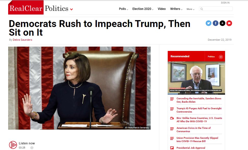 THIS MIGHT BE HARD FOR SOME TO IMAGINE:BUT THIS BETTER NOT BE WHAT THE "F" IT LOOKS LIKE https://www.realclearpolitics.com/articles/2019/12/22/democrats_rush_to_impeach_trump_then_sit_on_it_142016.html