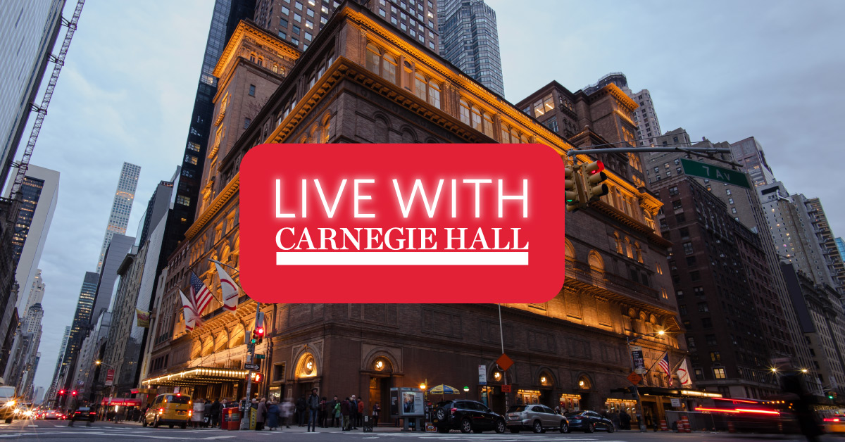 We’re excited to announce the launch of Live with Carnegie Hall, an original online series that connects world-class artists with music lovers everywhere, kicking off this week! 

Tune in to carnegiehall.org/live on April 14 at 3 PM EDT to watch the debut episode. #LiveWithCH
