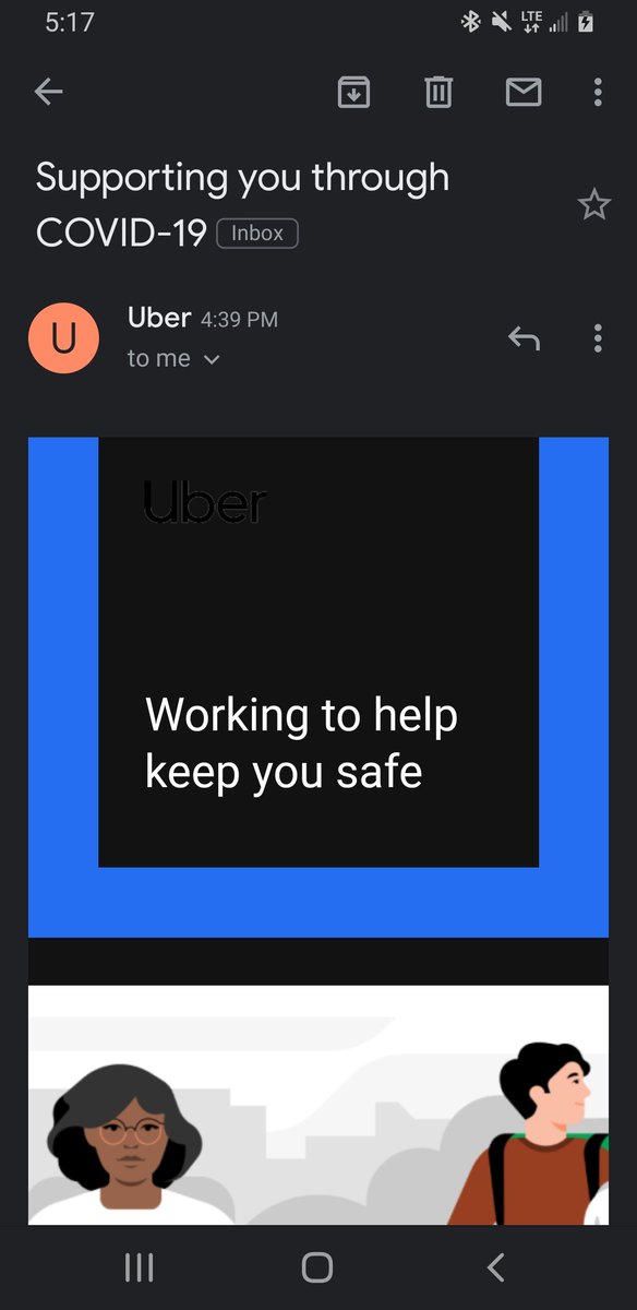 Got this email from Uber today with the subject "Supporting you through Covid-19" the email says wash your hands and clean your car more. Thanks <a href="/uber/">Uber</a> for the support that really helps a lot.
