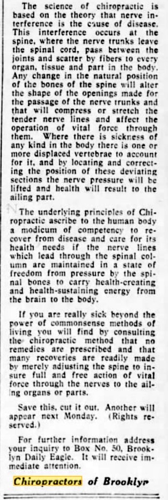 First result for 1918 NYC. End of September. Apparently an old-timer doc said its just the flu... And Brooklyn Chiropractors are advertising their services for succeeding where medicine has failed—but not specifically for  #influenza.