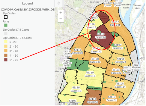 In City of St. Louis one zip code--63115--has about twice as many  #Covid19 infections as any other.  @SLU_HealthLaw