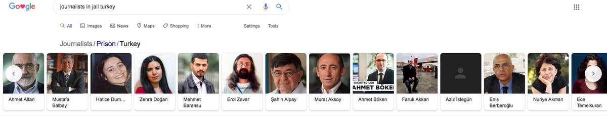 Something else: When you research some keywords on Google such as "journalists in jail turkey", you can find some journalists who've been or who're still in jail in Turkey !  https://www.google.com/search?hl=en&sxsrf=ALeKk03MUcv_mZ4-d0Er9VjX88Ug6J9ynw%3A1586474459820&source=hp&ei=262PXtKvL8bIaLTKrIAO&q=journalists+in+jail+turkey&oq=&gs_lcp=CgZwc3ktYWIQARgAMgcIIxDqAhAnMgcIIxDqAhAnMgcIIxDqAhAnMgcIIxDqAhAnMgcIIxDqAhAnMgcIIxDqAhAnMgcIIxDqAhAnMgcIIxDqAhAnMgcIIxDqAhAnMgcIIxDqAhAnSgYIFxICNTFKBQgYEgE4UABYAGD4ywxoDHAAeACAATaIAdkCkgEBOJgBAKoBB2d3cy13aXqwAQo&sclient=psy-ab