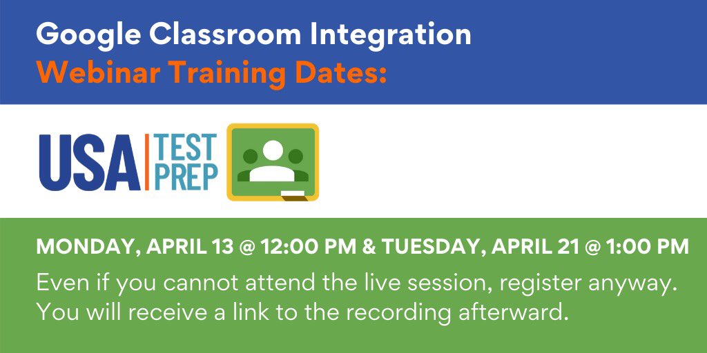 usatestprep's tweet photo. Learn how to 🔗link your #USATestprep account to Google, ↗️import your classes from Google Classroom, & 📖send assignments to Google Classroom.
📝Register here: https://t.co/6RwId1Ubzl
🔎Or DIY with these instructions: https://t.co/tFeyVFf9Xt https://t.co/IGtegfxFIF