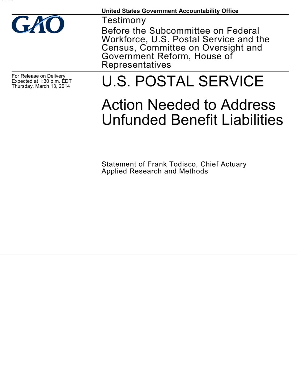 In 2011, 2012, 2013 there was a pretty big financial shitstorm facing USPS, it largely surrounded around liquidity & “cost sharing” of employees retirement & benefits & loans For example https://www.gao.gov/assets/67...