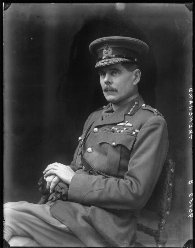 The RAF uniform is significant because Hugh owes his title entirely to his grandfather, Viscount Trenchard (also named Hugh), who is widely regarded as the founder of the Royal Air Force. Here is the original Hugh in 1919.   #history