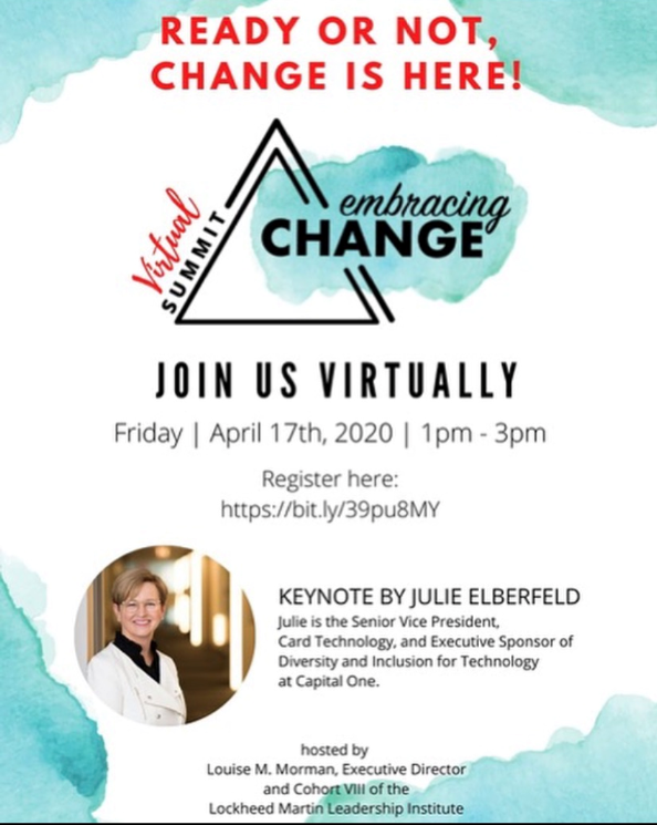 I am excited for our upcoming virtual leadership summit and listing to Julie Elberfeld. If you are interested the information is below.
Join us 4/17 1-3pm EST #IAmCreative #CHANGEminded Register here: bit.ly/39pu8MY