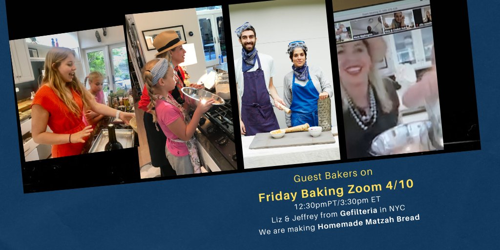 tiffanyshlain's tweet photo. Join us tomorrow - Friday 4/10 for our weekly #Lockdown #Zoom #Baking Class.

This week we are making homemade #Matzah Bread with fab guest bakers from @gefilteria 

All info here->
https://t.co/C3IBAeHZCF

#Passover #ChagSemeach https://t.co/9Nc7P7fIv8