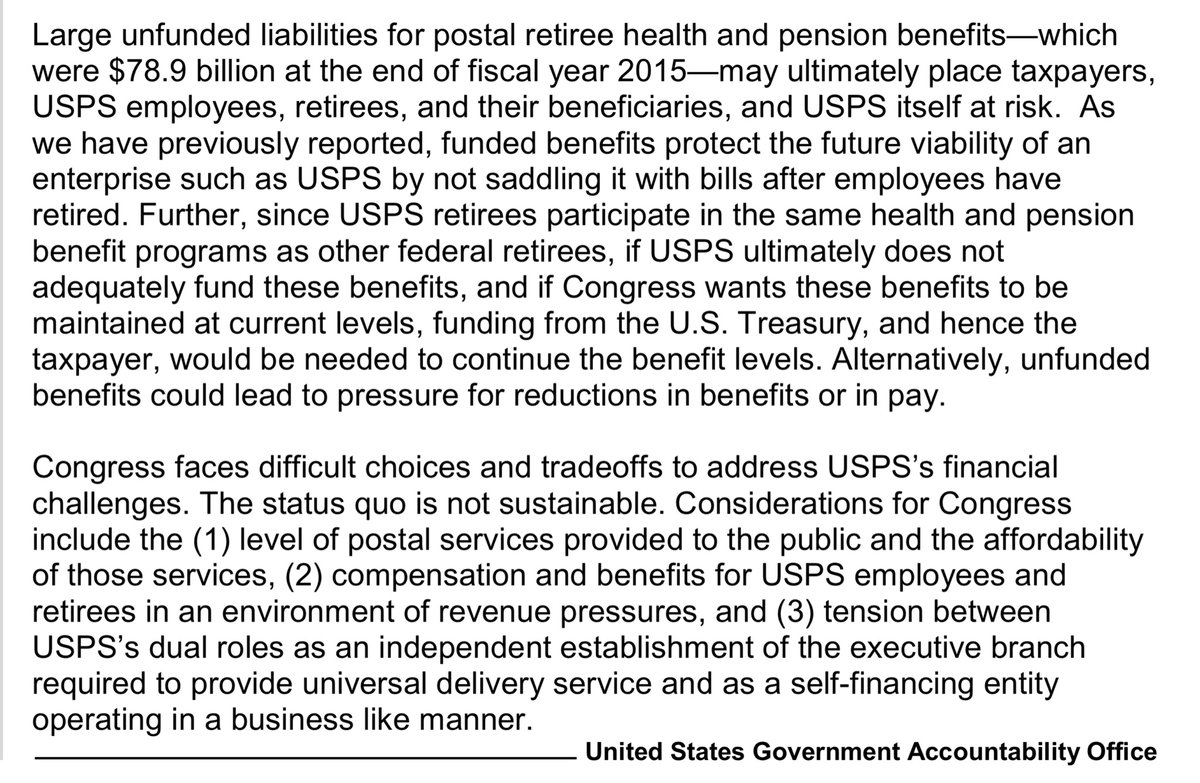 This is not my opinions, these are the stone cold brutal FACTs;the USPS by LAW is required to pay BILLIONS to the Govt“USPS’s required payments in fiscal year 2016 include a statutory required payment of $5.8 billion to prefund retiree health benefits.” https://www.gao.gov/assets/680/677044.pdf