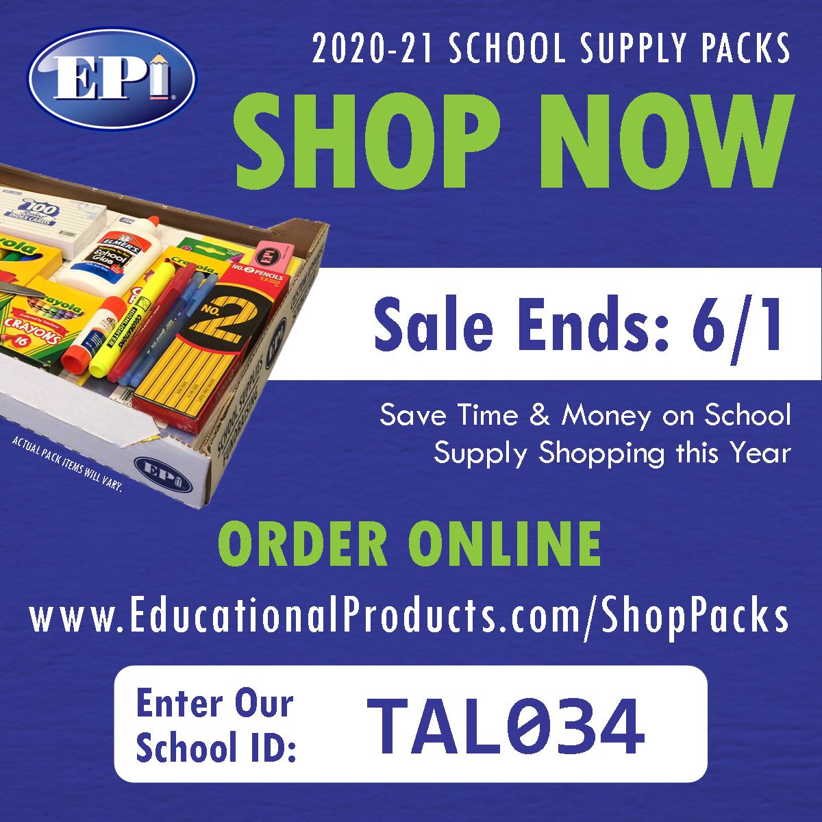TES_Tigers's tweet photo. School supply packs for the 2020 - 2021 academic year are available to order online. Please view the images below for additional information. https://t.co/QqFtHDurt9