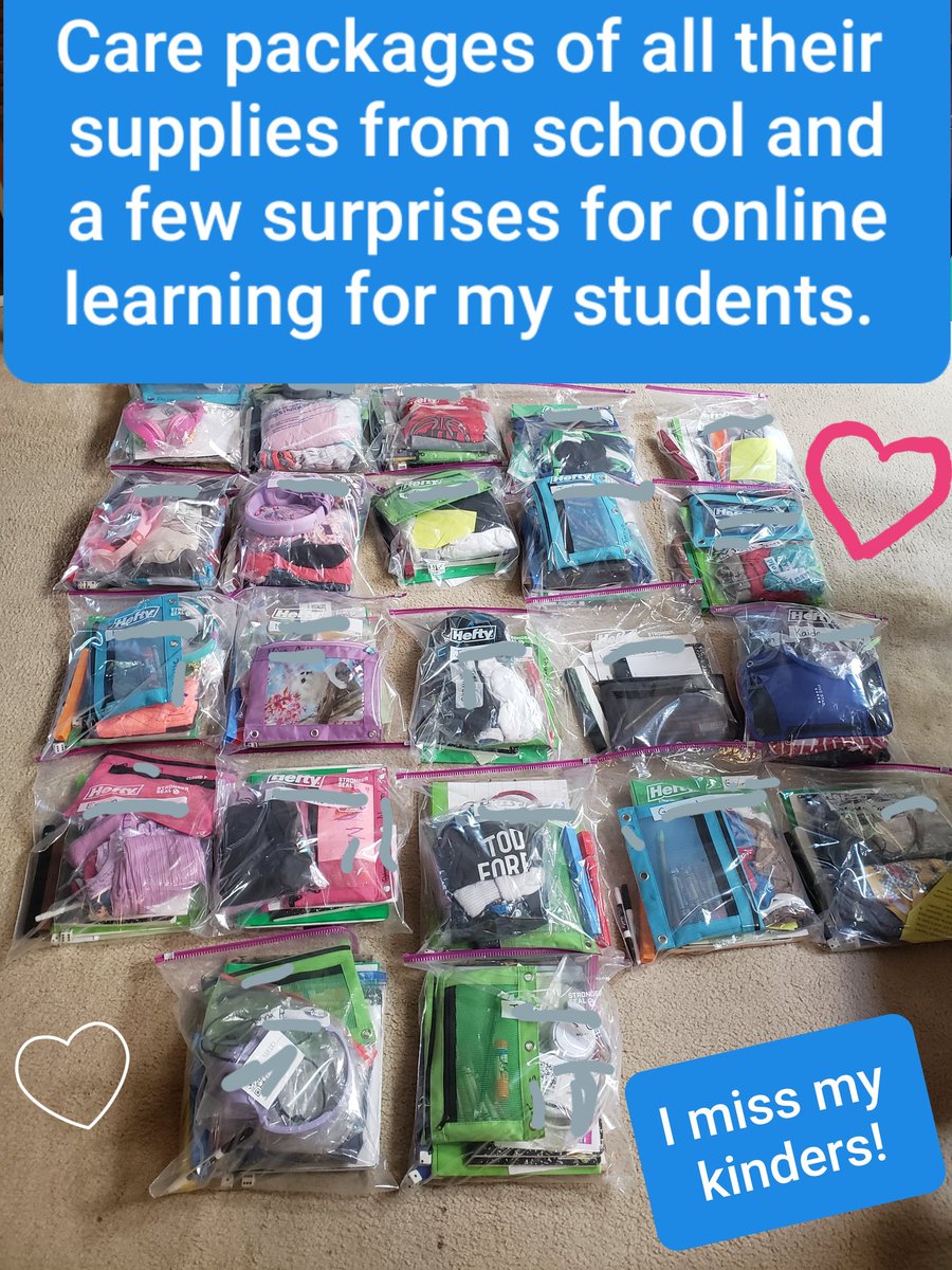 Spent all day Tuesday delivering bags of supplies to my kinders! It was wonderful to see their faces light up when they saw me (from a distance, of course). I miss them all so much and I can't believe my time with them is limited to virtual learning only.