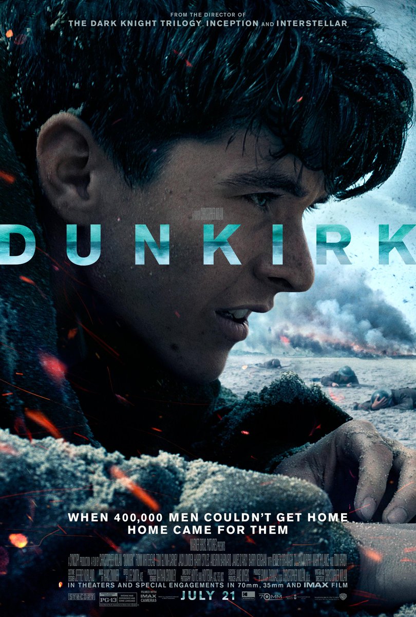  #Dunkirk (2017) This is a stunning and a gorgeous movie, The cinematography is really gorgeous and the score is amazing. The practical effects really help sell the reality of the movie, the acting is AMAZING and Fionn Whitehead delivers a powerful performance.