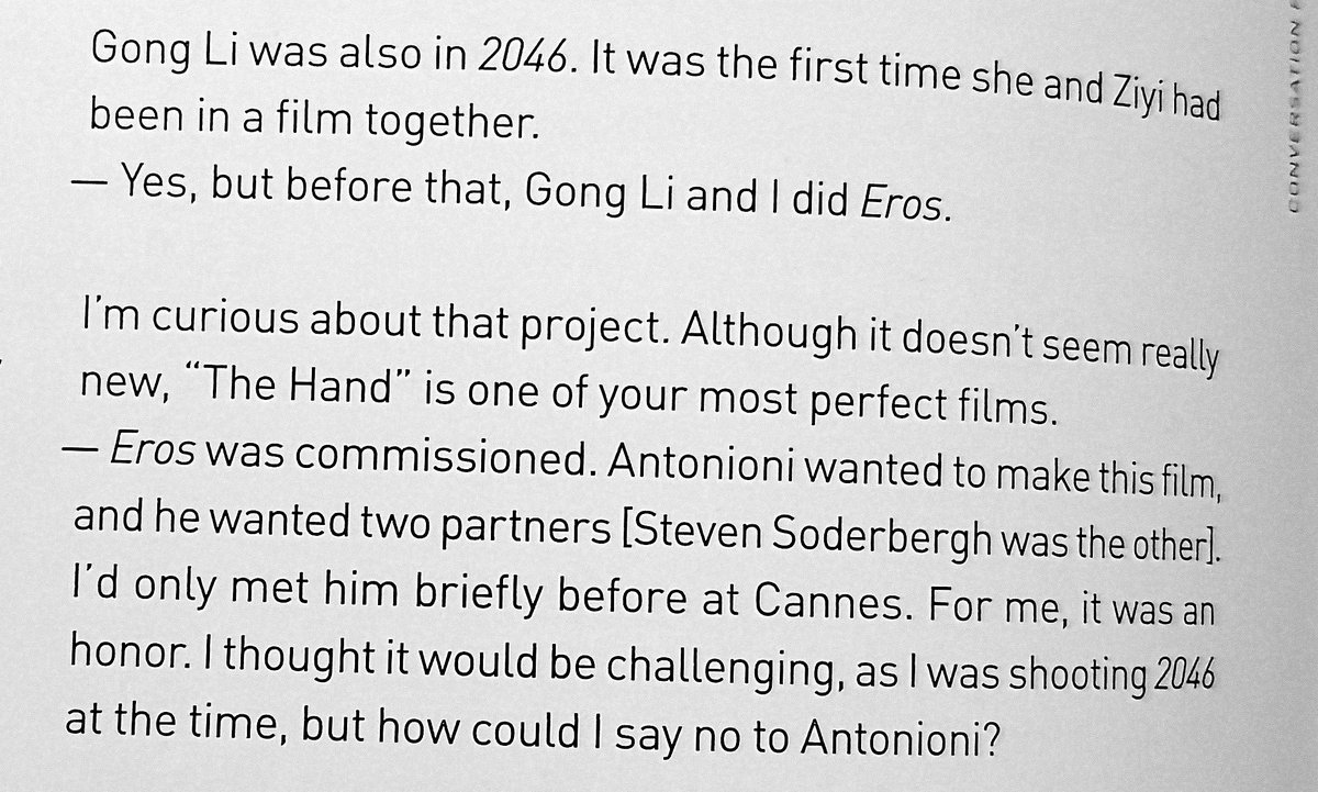 Wong Kar Wai on shooting EROS: THE HAND. How it came about, shooting during the SARS epidemic in 2003 and how that inspired the film and learning about Leslie's suicide.