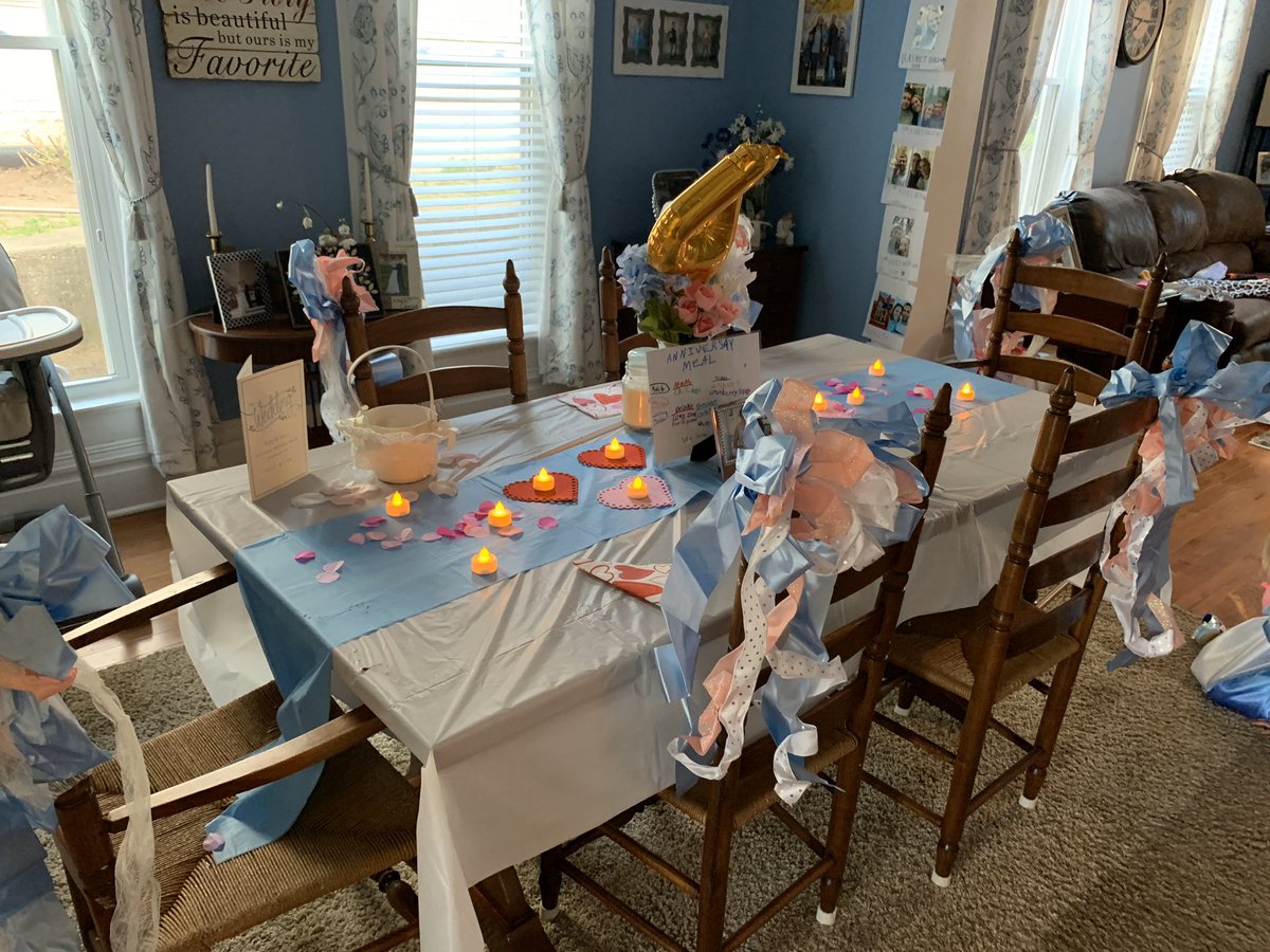 katy_park11's tweet photo. Our sweet daughter gave us the BEST and SWEETEST anniversary party ever! She spent all day decorating, cooked, served us dinner, took pictures, and even convinced us to dance to our wedding song. #HealthyAtHome #TeamKentucky #TogetherKy https://t.co/dIud5ca79R