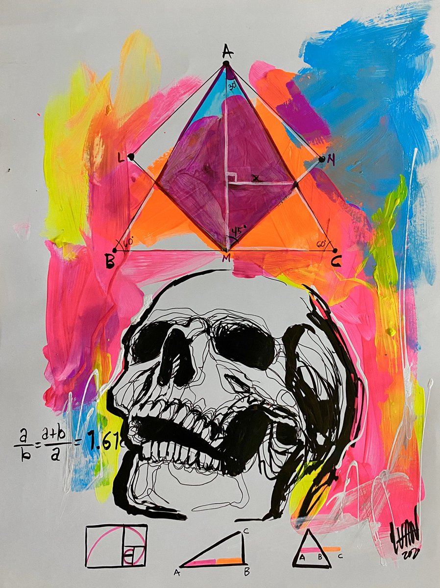 ivan74lopez's tweet image. Equilateral paralelo #equilateraltriangle #geometricart #skull #craneo #colors #neoncolors #ink #tintachinaart