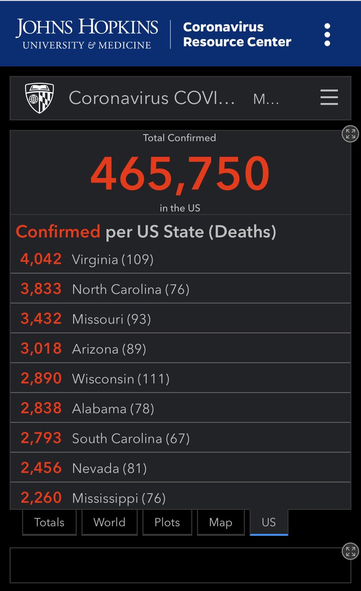 4/9/20 https://coronavirus.jhu.edu/map.html 