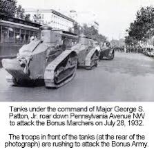 In 1932, Patton deployed tanks in Washington DC against 10000+ American WWI Vets protesting in demand for their promised war time bonuses.  https://www.zinnedproject.org/news/tdih/bonus-army-attacked/