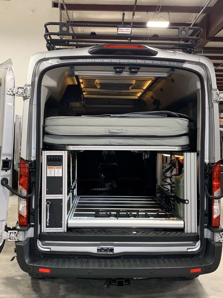 vandoitco's tweet photo. Congrats to Bob & Karen on their custom #VanDOit LIV with @Quigley4x4, aka “Power Lifter.” 😎 #vanlife #campervan #adventurevan #conversionvan #FordTransit #Ford #Transit #camping #cycling #rv #van #vans #motorhome #customvan #modularvan #adventuresmarter #offgrid #art #toyhaul https://t.co/sAi9P2TbpK