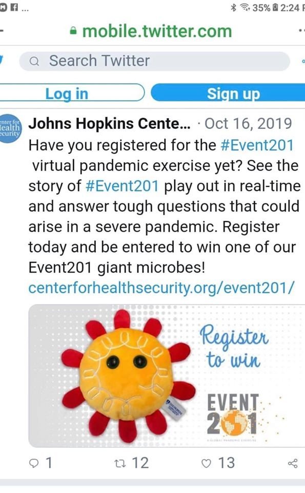 Hey lookit's realhere's a link: http://www.centerforhealthsecurity.org/event201/ Did you get your pandemic plushie?