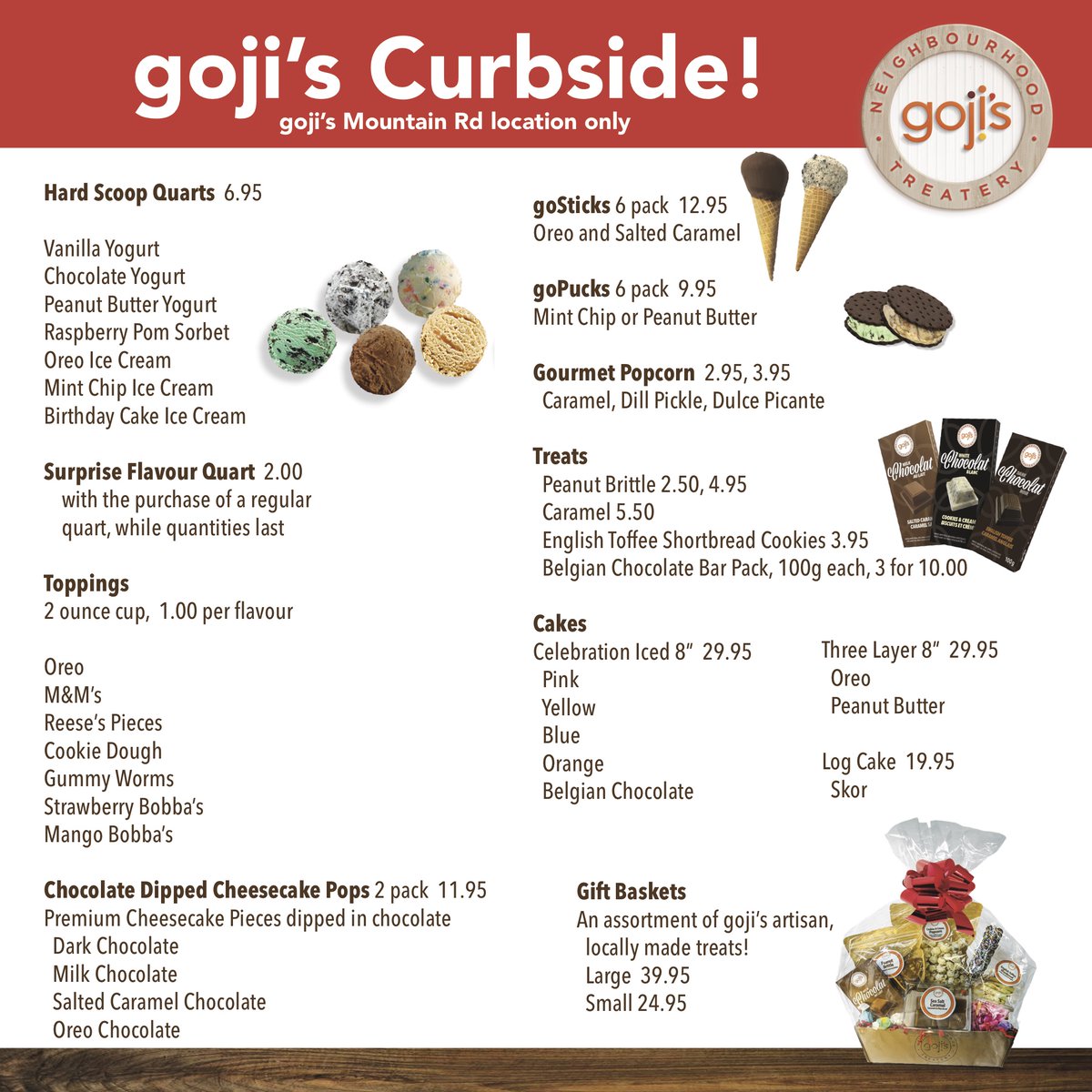 We're excited to announce goji's Mountain Rd. 'Curbside Commerce' will start TOMORROW April 10 and run Fridays, Saturdays, and Sundays from 3pm-9pm. Call 506-204-3274 to order, pay, and book your pickup time at goji's Moncton (1435 Mountain Rd.)Check out the menu here 👇