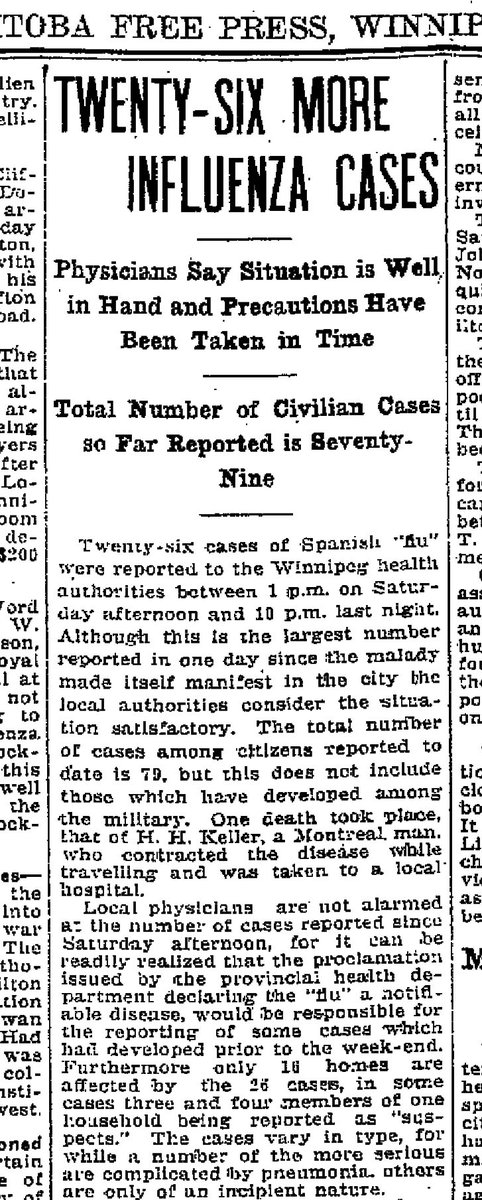 From October 12 on, the Spanish Flu pandemic in Winnipeg began to grow. Very much like today, the headlines each day counted the number of new and cumulative cases and deaths, always looking for the trend. (Oct 14)
