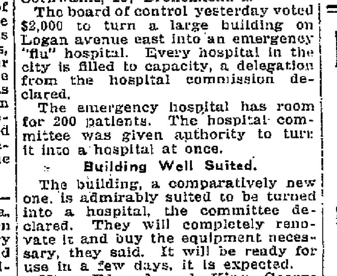 Hospitals began to fill and run out of beds for patients. Two new makeshift hospitals were constructed within a week. They were almost immediately filled.