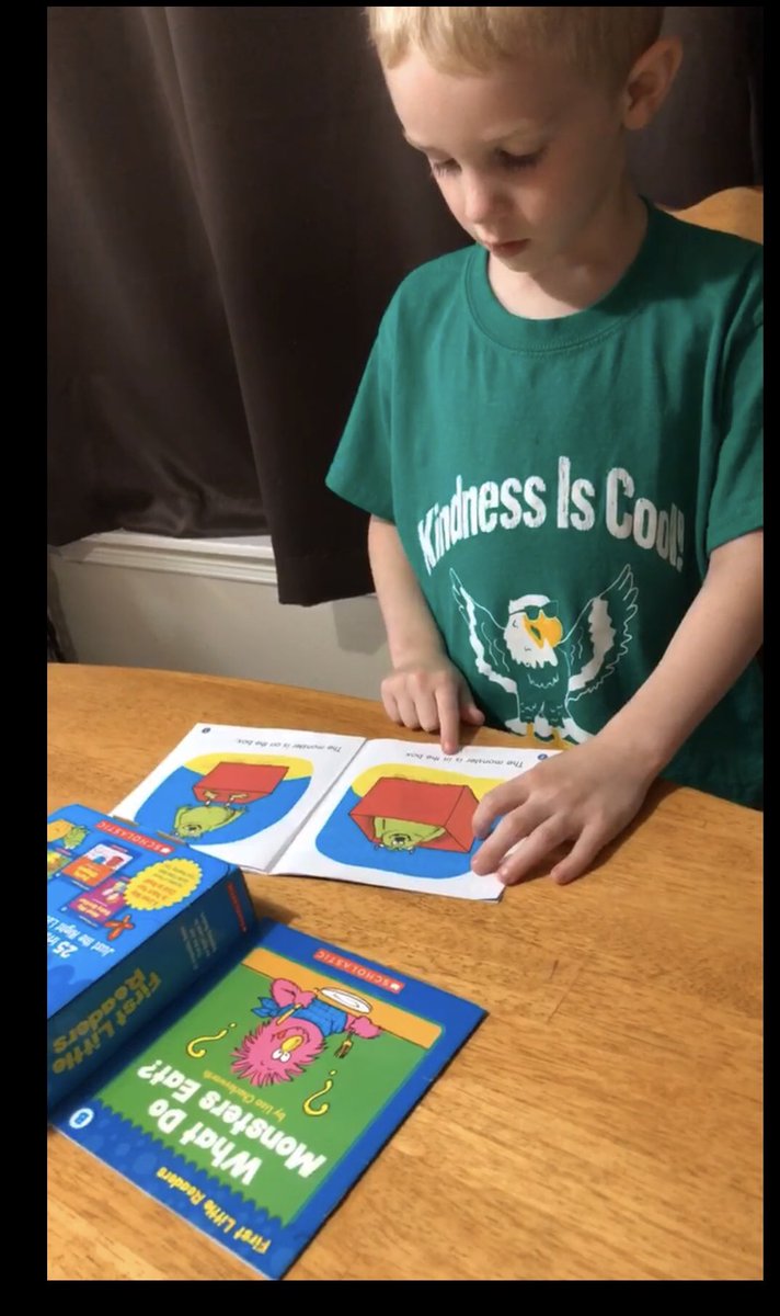 HRadous's tweet photo. Bay Kinder Leader doing what good readers do. Keeping up with his reading skills during distance learning. ❤️📚⁦@BayEaglesSoar⁩ ⁦⁦@ClearCreekISD⁩ @bayeagleslearn https://t.co/pp899RGC54