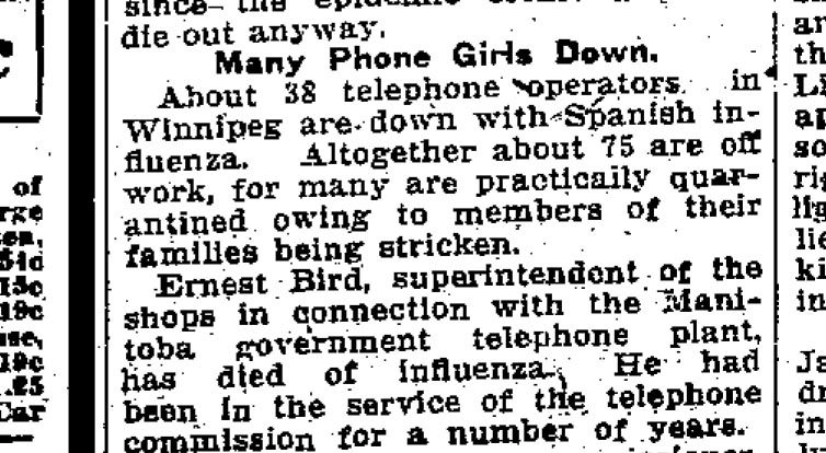 Telephone operators were also hit hard.
