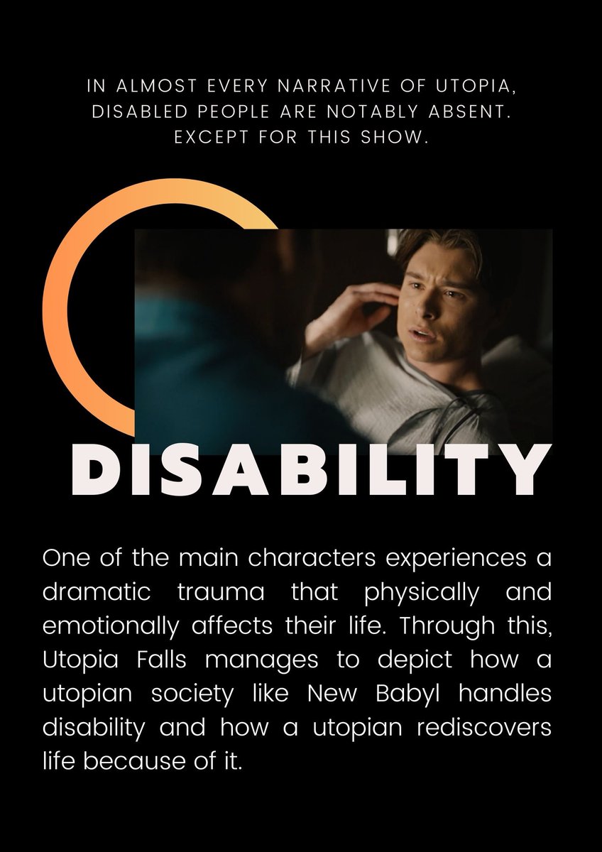 For a series that showcases a utopian society,  @UtopiaFallsTV manages to include a narrative regarding ancestry and disability. It is sooooo rare to have topics like that shown on tv. Kudos to Utopia Falls tbh.