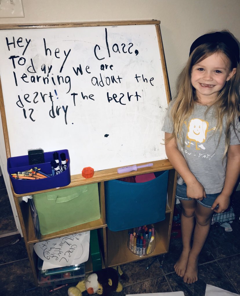 TessaraDunlap's tweet photo. I get to teach ARC core curriculum to Firsties &amp; I have a daughter in K. She came &amp; got me last night and said come read my MM w/me 💗 @AmericanReading #arc #loveofreading #distantlearning https://t.co/4JgDYYL3Xx