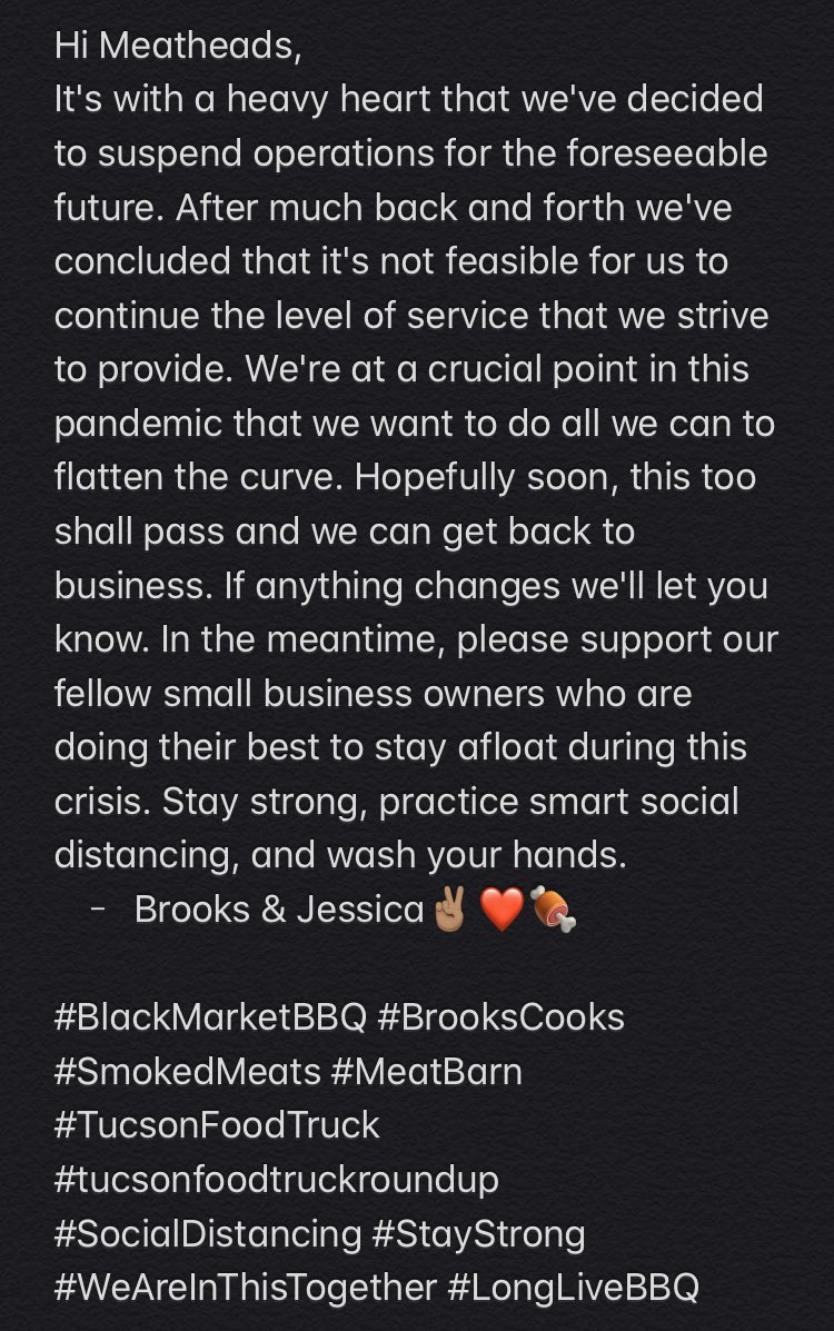 A sad but inevitable announcement. We love you Tucson! 💛