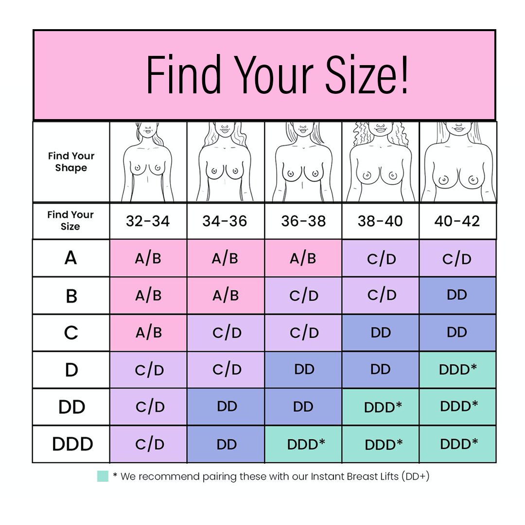 Bring it Up Inc. 💕 on X: Find your Breast Shaper size with our new size  chart! 💕 #sizechart #bra #stickybra #illustration   / X