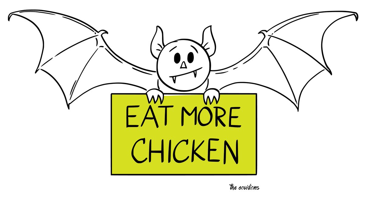StickItCovid's tweet photo. Let's make sure to #socialdistance from bats, ey? 
#eatmorechicken https://t.co/3g0c6IG3yr