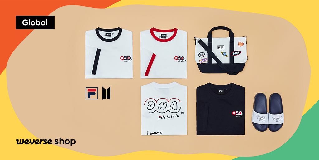 Weverse Shop On Twitter Fila X Bts Collection Is Now Available On Weverse Shop Global From Dna Graphic T Shirts To Idol Bucket Bag Meet The Special Collaboration Merch Make Sure To Pre Order