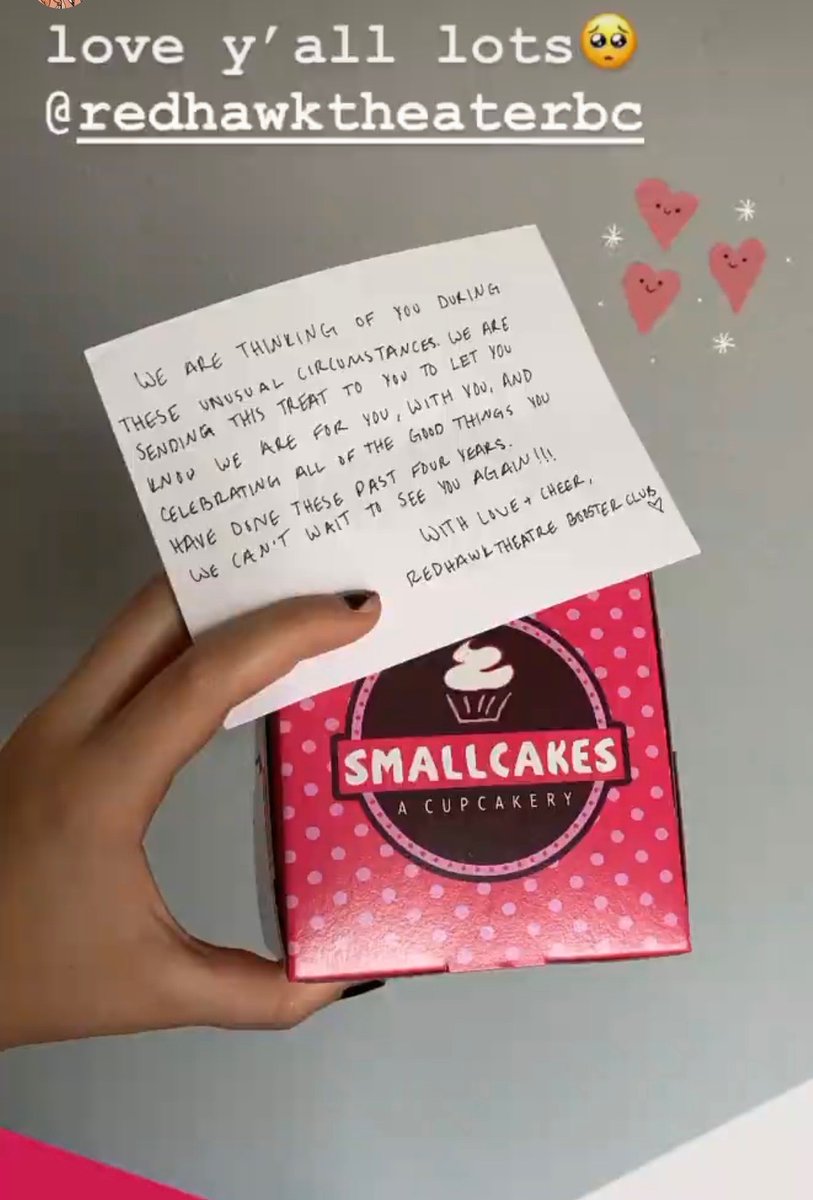 Hope our RedHawk theatre seniors enjoyed their delivered treats today! It's a strange time, for sure, but we hope you always know how special we think you are. We're so proud of you! Can't wait to see what you do in the yrs ahead. Keep calm, carry on, but first, eat that cupcake!