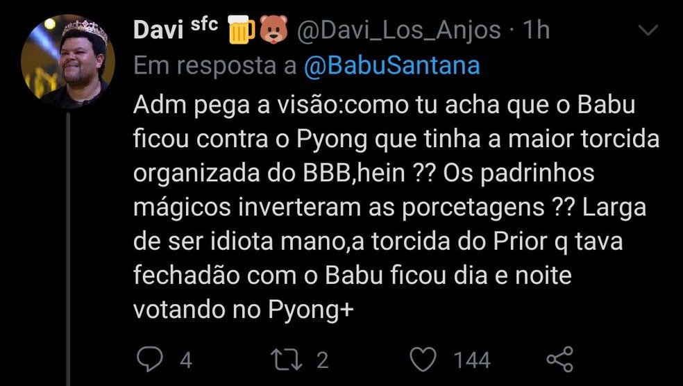 BKcomenta's tweet photo. @PyongLeeTV E esse aqui, sobre sermos a Maior torcida organizada! Hahaha @PyongLeeTV , a maior torcida organizada e soberba do BBB . #teampyonglee https://t.co/QoZhWHLOiY