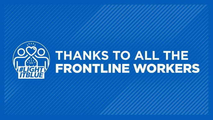 Thank you to all the frontline workers! We love you SO MUCH! #LightItBlue #INthistogether https://t.