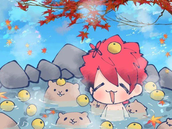 ムシャクシャしたから前描いたカピバラと温泉に入るたいぴ置いときます 