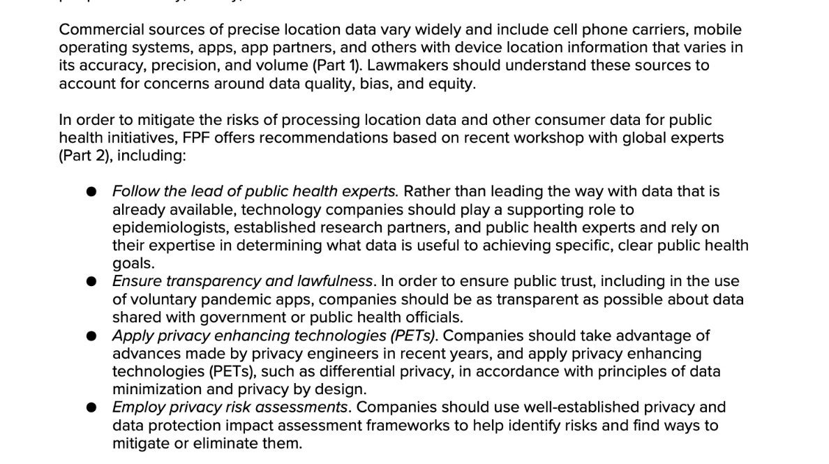 The Future of Privacy Forum gave testimony as well and encouraged some commonsense sharing strategies that focused on privacy enhancing technologies, data minimization and transparency/consent:  https://www.commerce.senate.gov/services/files/F24D0AF8-D939-4D14-A963-372B9357DD7E
