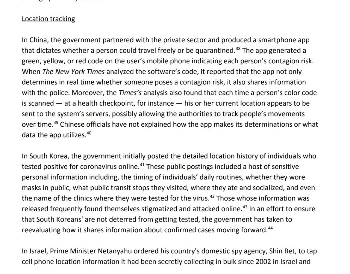 CDT also made extremely important points about de-anonymizing location data and the risks that come from broadly sharing this data, and explained how China, South Korea & Israel were using mobile apps in dystopic ways *right now*: