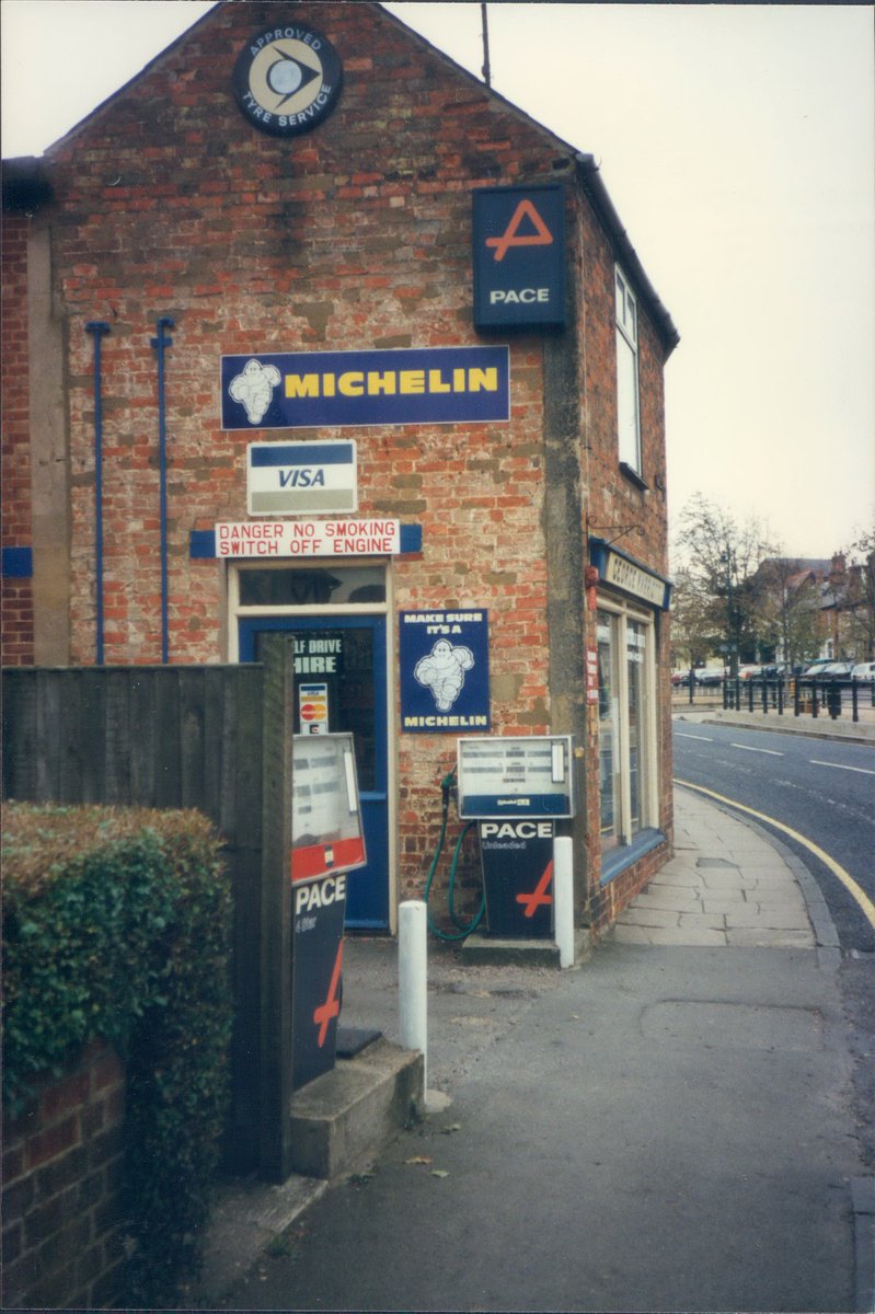 Day 109 of  #petrolstationsPaceGeorge Marriott, Buckingham, Bucks 1997  https://www.flickr.com/photos/danlockton/16078067679/  https://www.flickr.com/photos/danlockton/15641765074/Q8 revived the Pace brand in the 1990s, for use by smaller dealers like this garage just off Buckingham's historic market square.