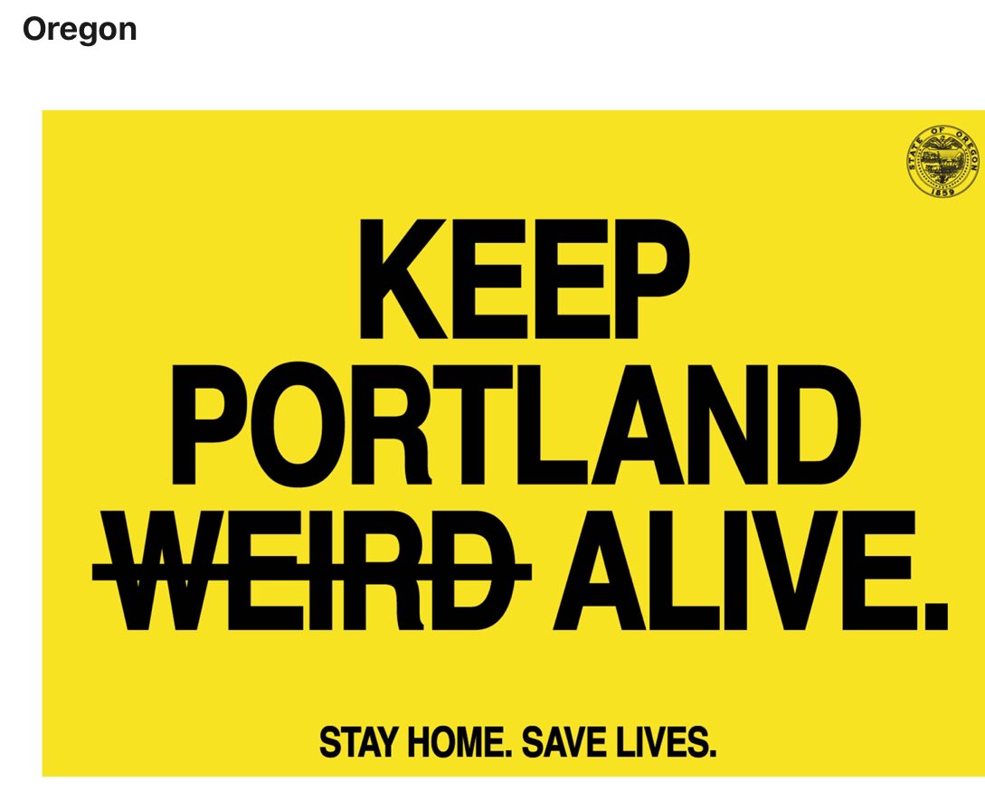 Speaking of parts of the country, someone sent me regional riffs on the  #StayHome   effort.What would your state’s motto be?  @somuchweirdness says Minnesota’s would be “Just stay where you are. Why would we get closer than 6 feet?” (not a warm people) 27/