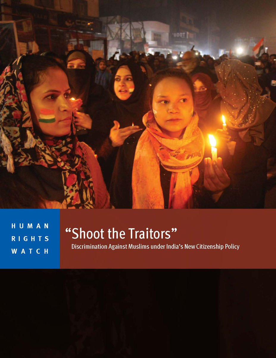 I write about  #India's new discriminatory citizenship law & how together with a planned nationwide verification process to identify “illegal migrants,” can threaten the citizenship rights of millions of Indian Muslims, in this new  @HRW report.  https://www.hrw.org/news/2020/04/09/india-protests-attacks-over-new-citizenship-law 1/13