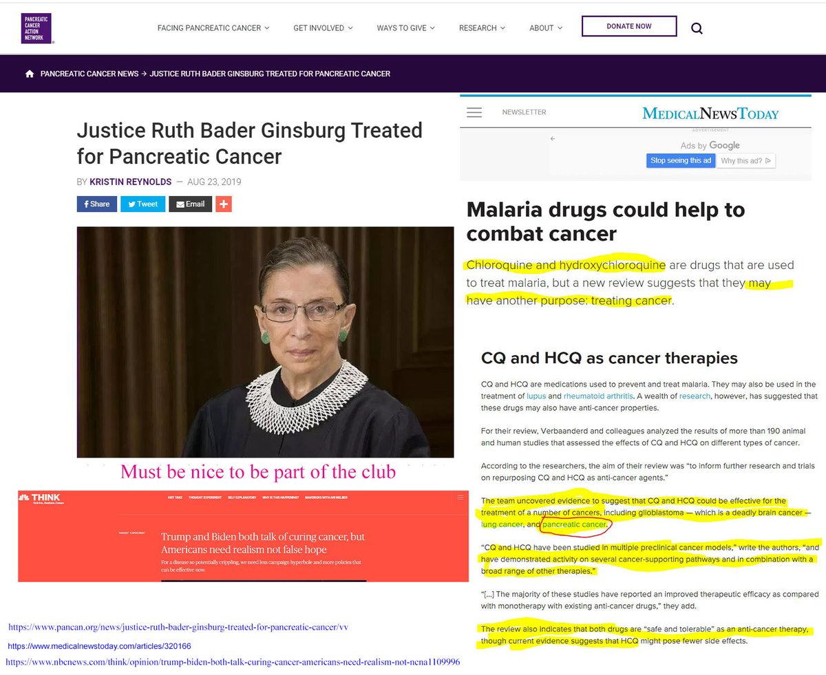 One last thingI figured out how RBG survived Pancreatic Cancer twice.You should do some Googling, There's scientific trial studies all over the placeLOL