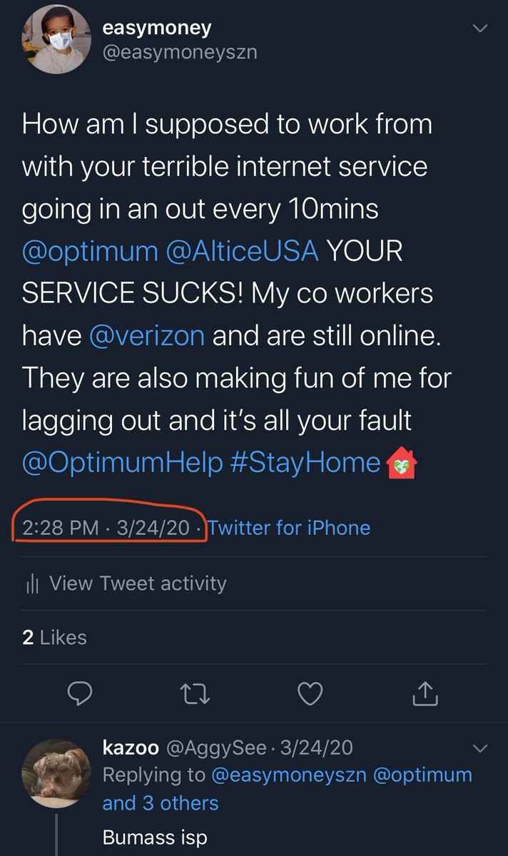 I’m making this thread for every time my  @optimum internet goes down. Went down for 10mins for the 3rd time today. I also was going to screen shot all the other times when it went down but lost internet halfway through my old tweets. Here are a few other times I got  @OptimumHelp