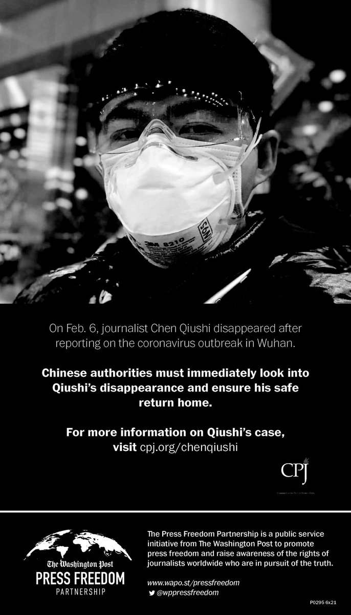 KenRoth's tweet photo. Independent Chinese journalist Chen Quishi disappeared on February 6 after traveling to Wuhan to report on the coronavirus. Beijing didn't want honest reporting, especially given its disastrous censorship of the Wuhan doctors who tried to warn us in December. Where is Chen? https://t.co/5PzCmdmaNJ