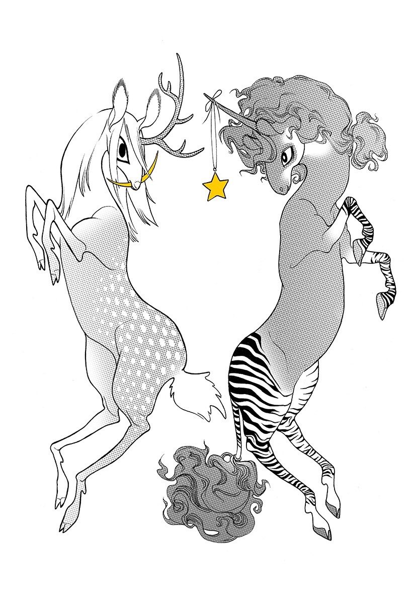today is #NationalUnicornDay ! i draw many of those, including the one set into my desk, and my comic, Lost Honey ( https://t.co/ArQ2zCwKxm ), which has a unicorn centaur as one of the mains :3 ???